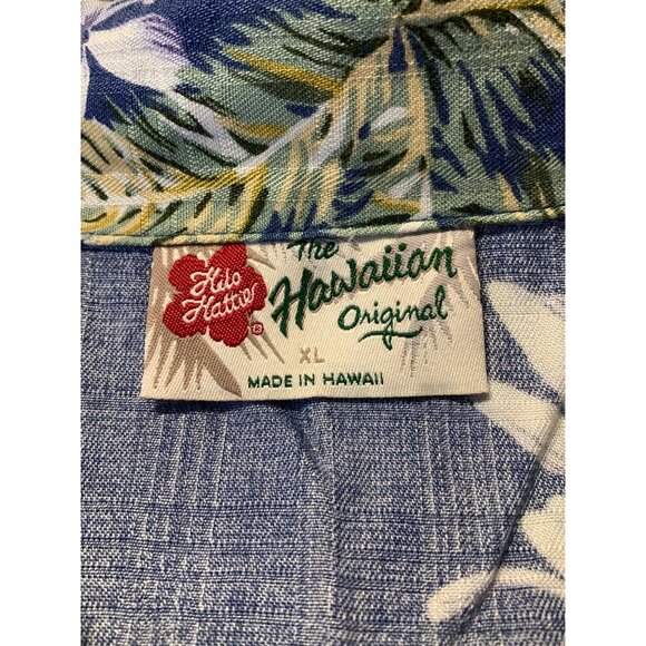 Hilo Hattie Women Size XL Extra Large Aloha Hawaiian Top Shirt Blue Floral EUC - Picture 6 of 7